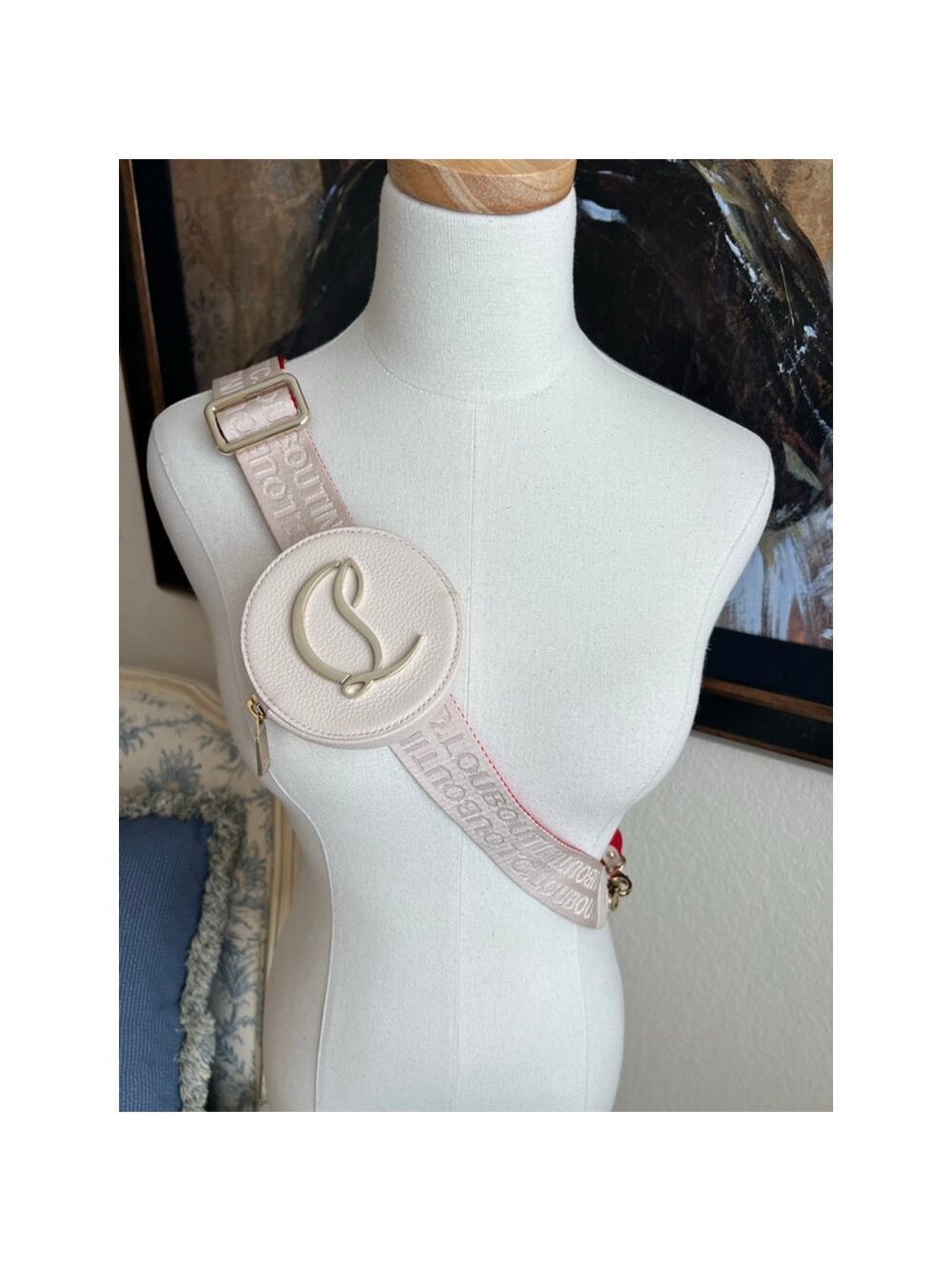 New Christian Louboutin Crossbody Strap with Pink Round Bag-Flaw